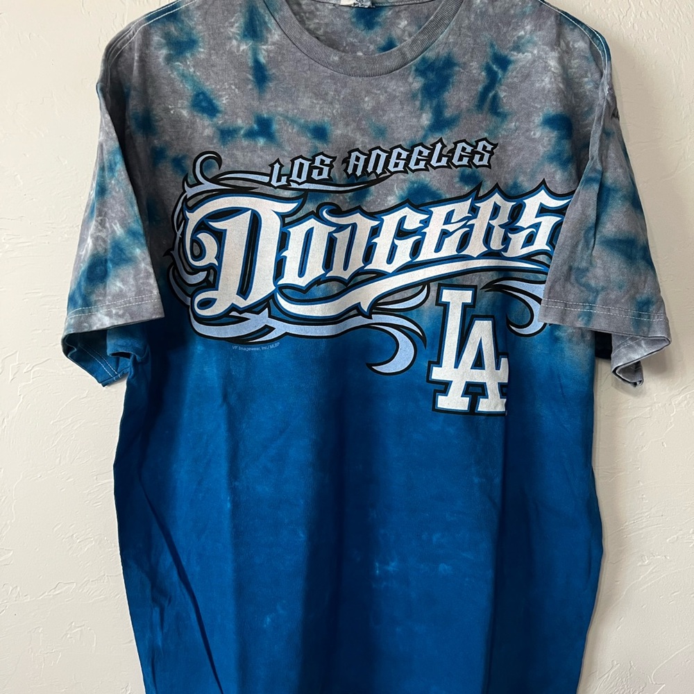 Los Angeles Dodgers Blue and Gray Tie-Dye Tee Delta Pro Weight MLB